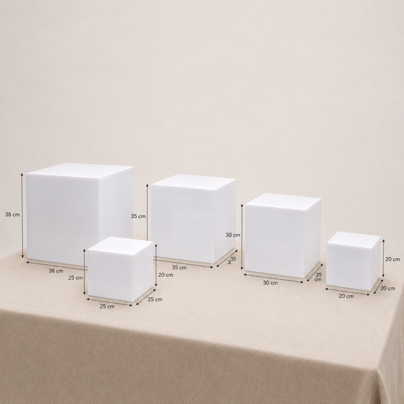 Set de 5 Cubes Gigognes PMMA Blanc