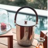 Double-wall stainless steel champagne and ice bucket with wooden lid