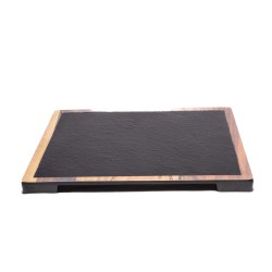 Presentation and serving melamine tray with slate and wood aspect