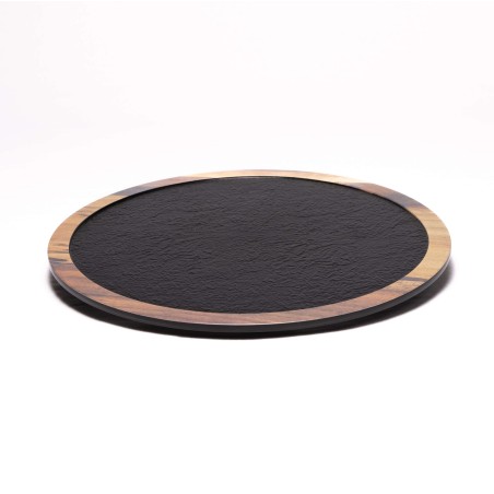 Magma presentation and serving tray in melamine with slate and wood aspect