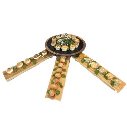 Plateau REGLETTE L en Mélamine Effet Bois – 40 x 10 x 2,3 cm -  Présentation stylée et originale pour buffets professionnels