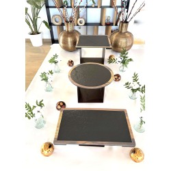 MAGMA Round Presentation Tray – Ø 33 cm – Slate & Wood Effect Melamine