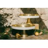 Présentoir GOLD Blanc Martelé diam 30,5 cm Métal