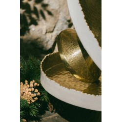 Présentoir GOLD Blanc Martelé diam 30,5 cm Métal