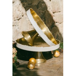 Présentoir GOLD Blanc Martelé diam 30,5 cm Métal