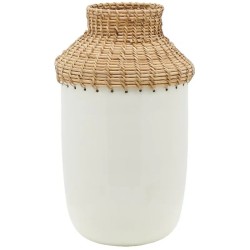 Vase BOETIE métal émaillé & rotin 37 cm – Décoration pro KanTsens