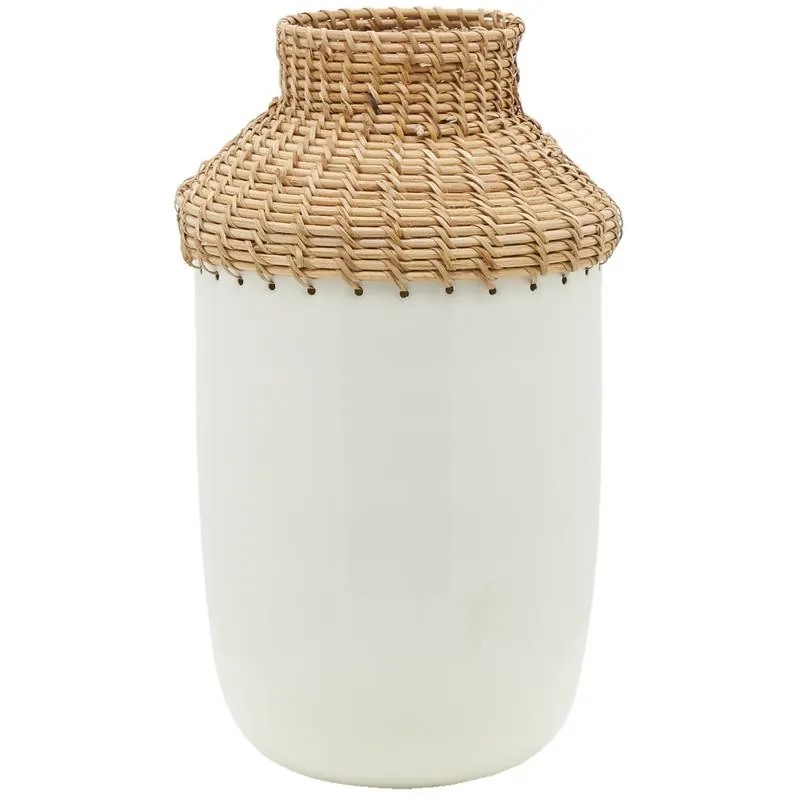 Vase BOETIE métal émaillé & rotin 37 cm – Décoration pro KanTsens