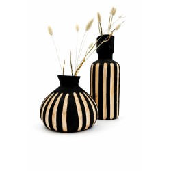 Vase STRIP rond en bois strié 19x15 cm – déco pro fleurs séchées | KanTsens