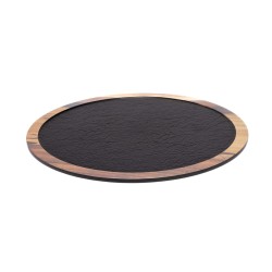 MAGMA Round Presentation Tray – Ø 33 cm – Slate & Wood Effect Melamine