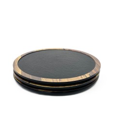 MAGMA Round Presentation Tray – Ø 33 cm – Slate & Wood Effect Melamine