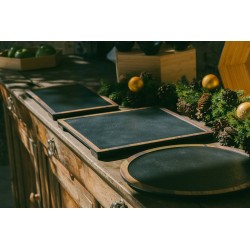 MAGMA Square Presentation Tray – 33.5 × 33.5 cm – Slate & Wood Effect Melamine