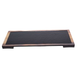 Magma Melamine Rectangular Display Tray – 37.8 x 21.5 cm – Slate & Wood Aspect