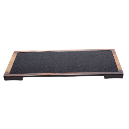 Magma Melamine Rectangular Display Tray – 37.8 x 21.5 cm – Slate & Wood Aspect