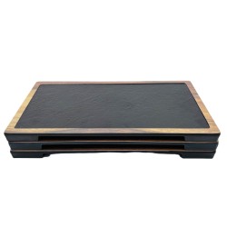 Magma Melamine Rectangular Display Tray – 37.8 x 21.5 cm – Slate & Wood Aspect