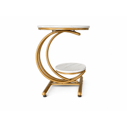 Présentoir XL NESTA Blanc Doré en métal et MDF hauteur 61.5 cm