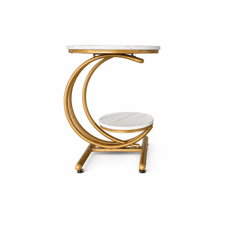 Présentoir XL NESTA Blanc Doré en métal et MDF hauteur 61.5 cm