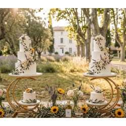 Présentoir XL NESTA Blanc Doré en métal et MDF hauteur 61.5 cm