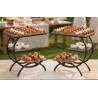 Présentoir buffet XL AZRIEL Noir 3 niveaux  – acier & effet bois 65 cm