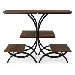 Présentoir buffet XL AZRIEL Noir 3 niveaux  – acier & effet bois 65 cm