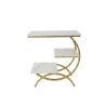 Présentoir buffet XL AZRIEL Blanc 3 niveaux – acier & effet bois 65 cm