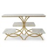Présentoir buffet XL AZRIEL Blanc 3 niveaux – acier & effet bois 65 cm