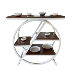 Présentoir XL ORBI BLANC & BOIS – Support Architectural pour Buffets d’Exception 65 cm