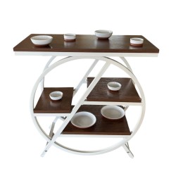 Présentoir XL ORBI BLANC & BOIS – Support Architectural pour Buffets d’Exception 65 cm