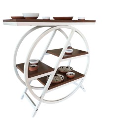 Présentoir XL ORBI BLANC & BOIS – Support Architectural pour Buffets d’Exception 65 cm
